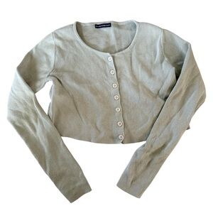 Brandy Melville Sage Green Cropped Button Cardigan 100% Cotton